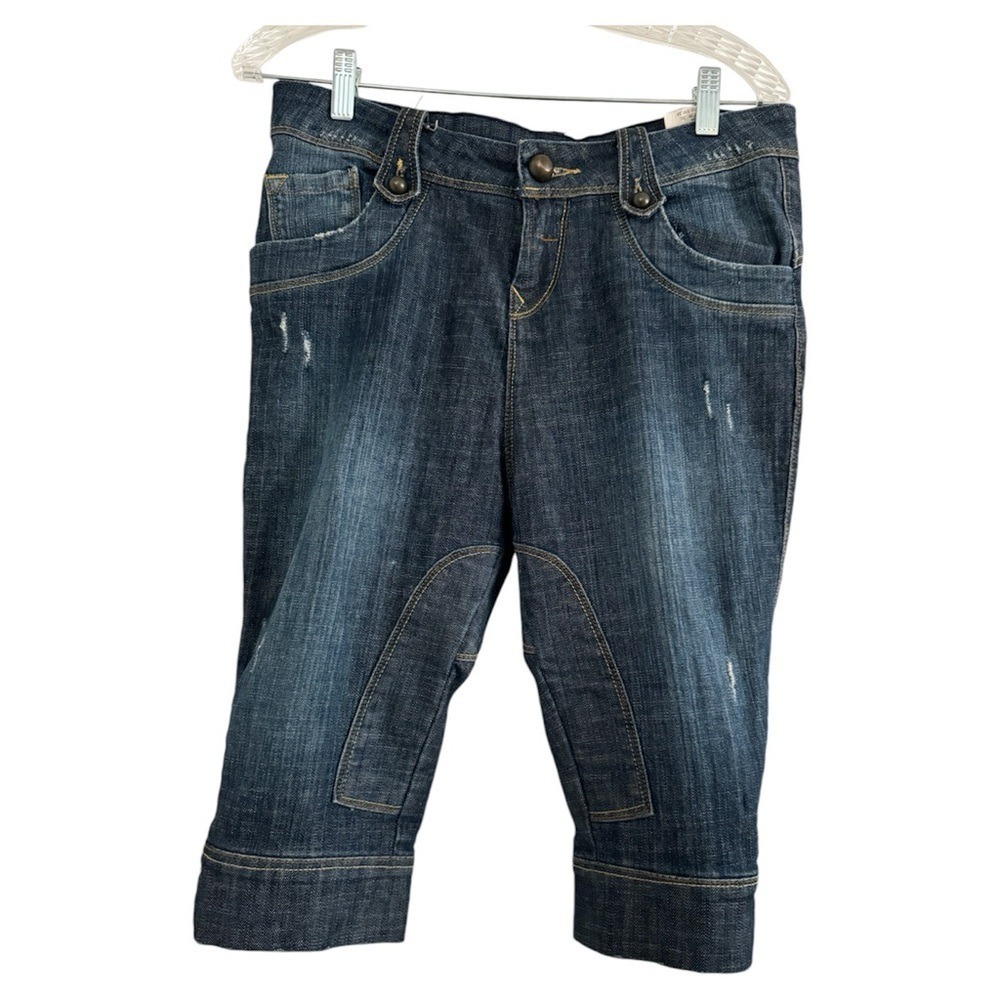 PIMKIE Women's Blue Capri Denim Cropped Distressed Shorts Jeans-Size 8